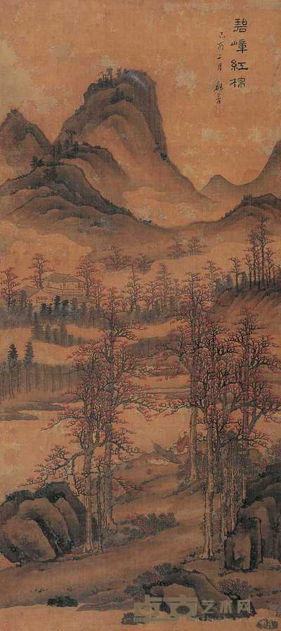 黎简 碧嶂红棉 镜心 78×35cm